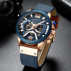 Military Leather Chronograph Wristwatch