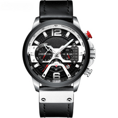 Military Leather Chronograph Wristwatch