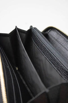 Gucci Cellarius Double Logo Black Leather Zip Around Wallet