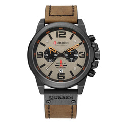 6-Needle Quartz Watch with Calendar and Waterproof Strap